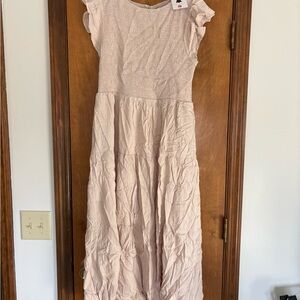 Elegant Pink Ruffled Sleeve Dress